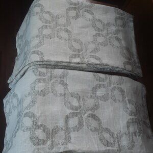 West Elm 48W x 96L Off white/Grey Linen Sheer Drapes. Set of 2